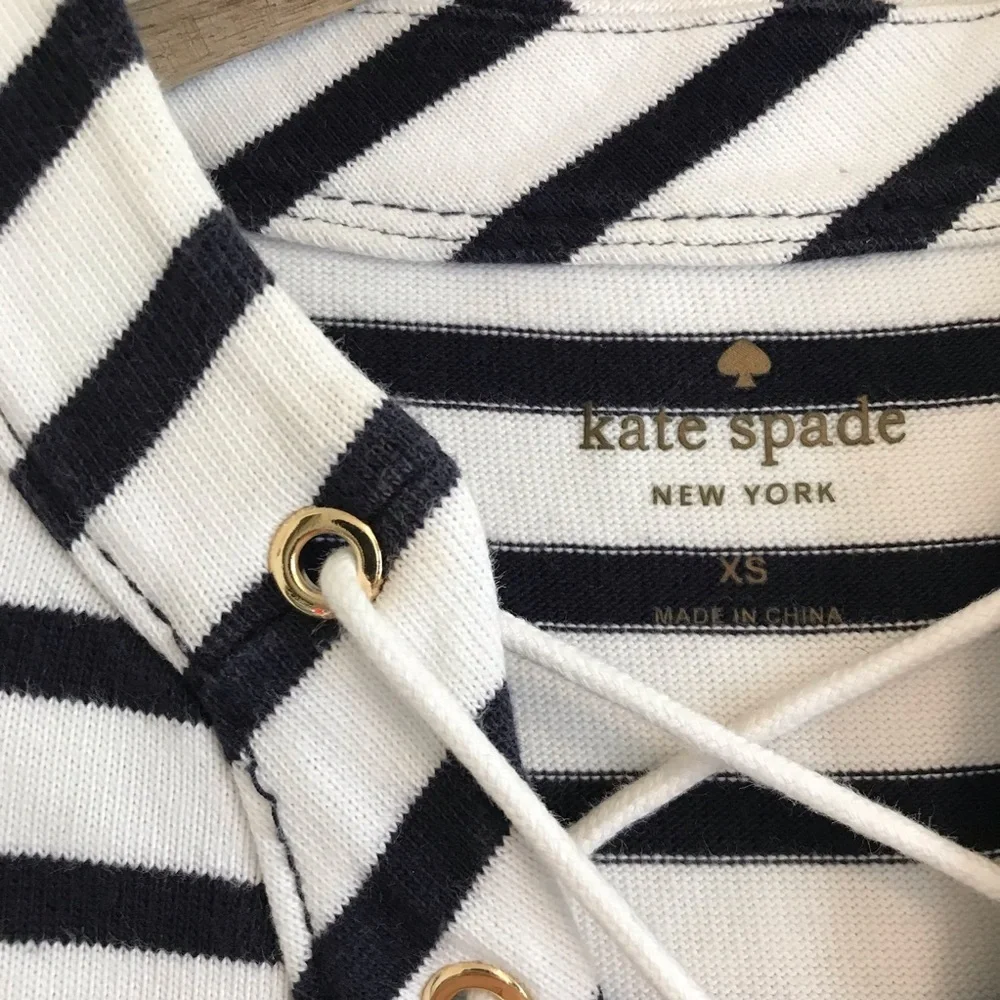 Kate Spade | Cotton Jersey Lace Up Stripe Dress - Picture 8 of 8